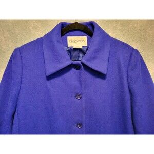 Vtg Womens Wool Peacoat 14 Petite Royal Blue Secretary Kennedy Office Work